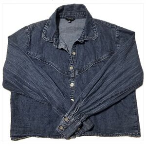 Crop Denim Button-Up Shirt